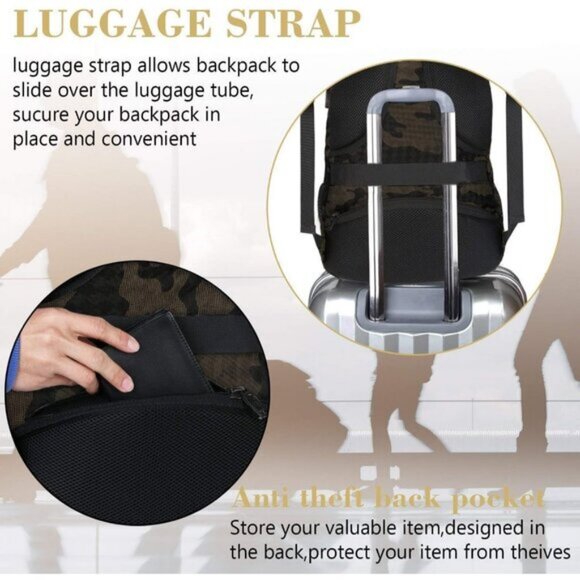 ⚡Matein Men Camouflage Travel Business Anti Theft Slim Sturdy Laptops Backpack - Picture 7 of 9